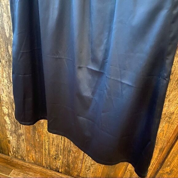 Pim + Larkin Sz M Navy Blue Satin Evening Wedding Long Maxi Flowy Skirt - Picture 5 of 10
